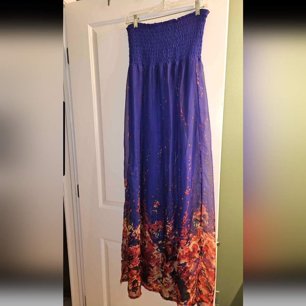 Elegant Purple Floral Women's Tube Dress